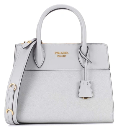 Shop Prada Paradigme Leather Handbag In Grey