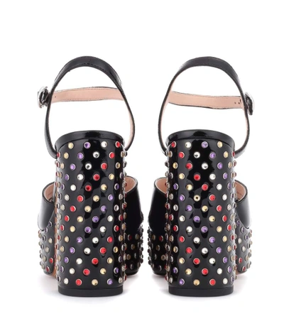 Shop Marc Jacobs Embellished Pantent Leather Sandals In Llack