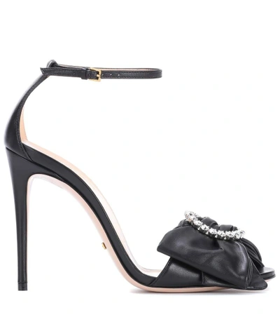 Shop Gucci Embellished Leather Sandals In Black