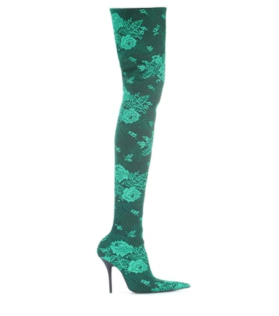 Shop Balenciaga Knife Over-the-knee Boots In Green