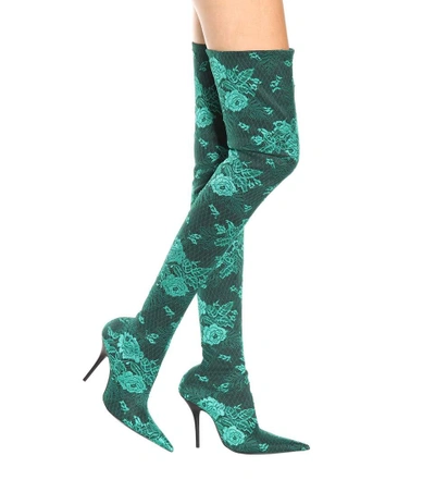 Shop Balenciaga Knife Over-the-knee Boots In Green