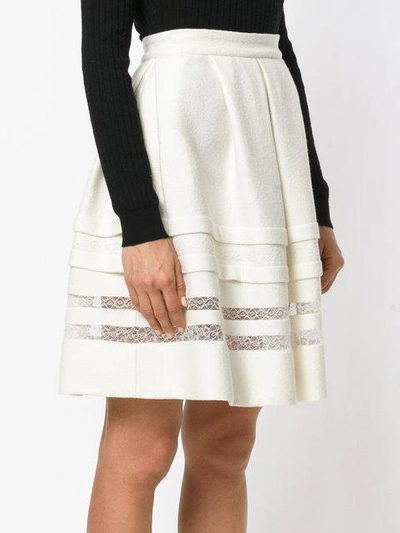 Shop Ermanno Scervino Lace Detail Full Skirt In White