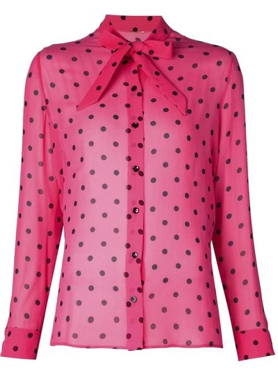 Shop Saint Laurent Polka Dot Print Shirt