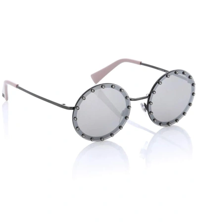 Shop Valentino Round Sunglasses In Grey