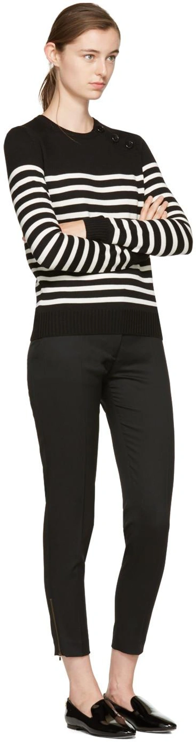 Shop Saint Laurent Black & Ivory Striped Marinière Sweater