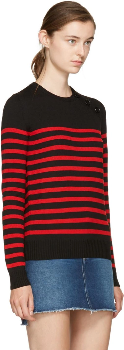 Shop Saint Laurent Black & Red Striped Marinière Jumper