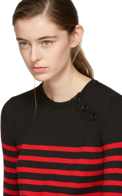 Shop Saint Laurent Black & Red Striped Marinière Jumper