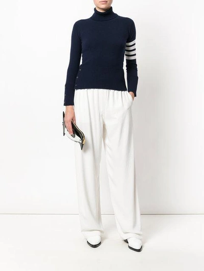 Shop Thom Browne Striped Turtleneck Sweater In Blue