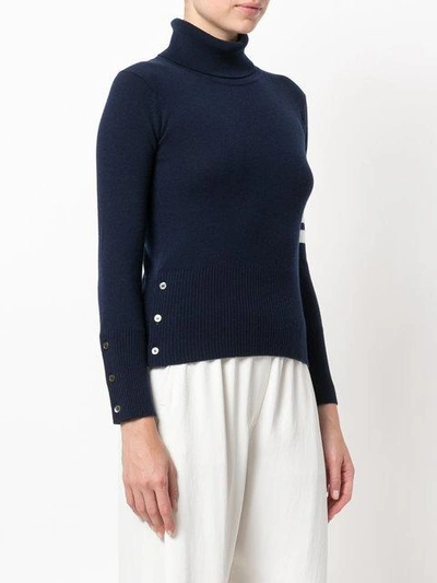 Thom Browne Striped Turtleneck Sweater In Blue