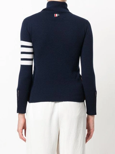 Thom Browne Striped Turtleneck Sweater In Blue