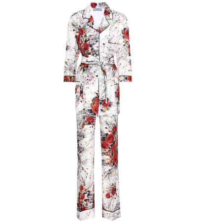 Prada Floral-print Silk Satin-twill Pyjama Set In White Print