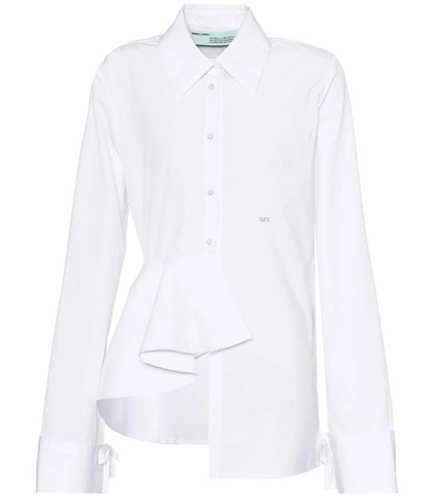 Off-white Half Ruffle Cotton Shirt In White