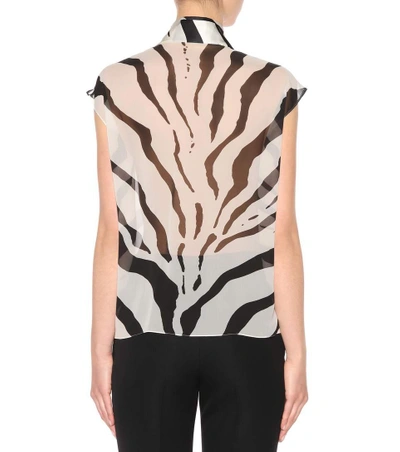 Shop Lanvin Printed Silk Top In Ecru