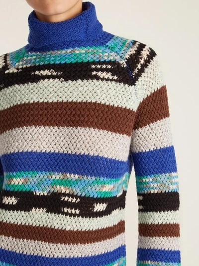 Missoni Roll-neck Striped Wool-blend Knit Sweater In Blue Multi | ModeSens