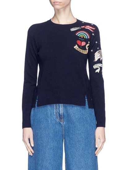 Valentino 'love Blade' Bead Embellished Sweater In Navy