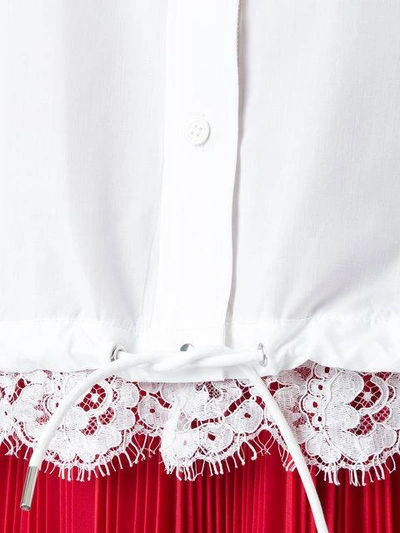 Shop Sacai Lace Hem Shirt - White