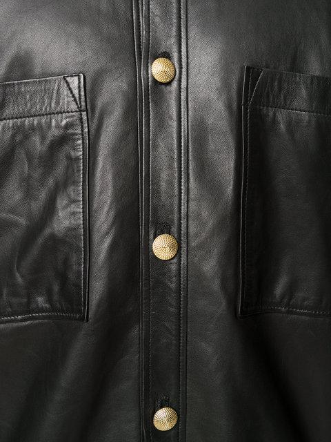 Faith Connexion Lamb Skin Button Jacket In Black | ModeSens