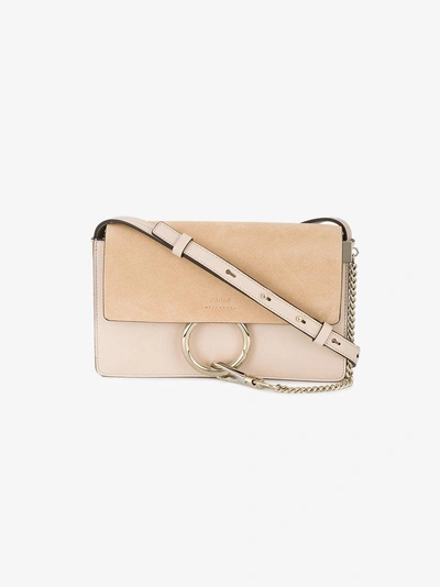 Shop Chloé Cement Pink Faye Small Leather And Suede Shoulder Bag
