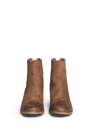 Shop Marsèll 'listo' Distressed Buffed Leather Ankle Boots In Brown