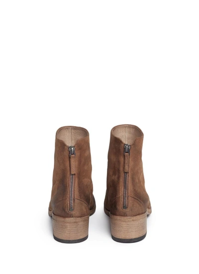 Shop Marsèll 'listo' Distressed Buffed Leather Ankle Boots In Brown