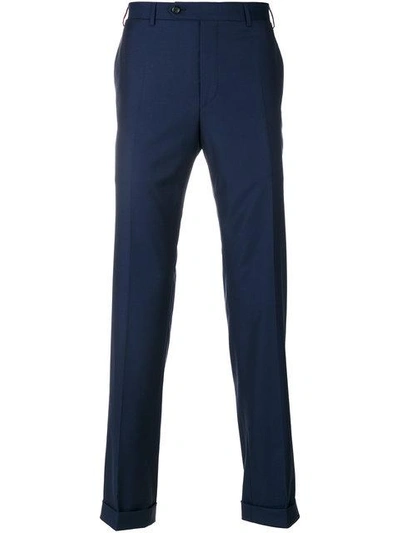 Shop Canali Classic Super 150 Trousers In Blue