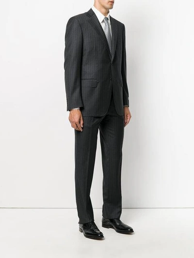 Shop Canali Classic Drop 6 Pinstripe Suit - Grey