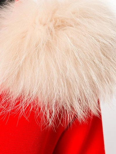 Shop Mr & Mrs Italy Fur Trim Zipped Hoodie In Red