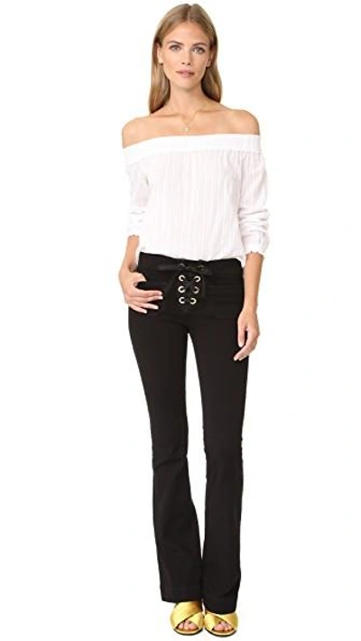 Shop Seafarer New Penelope Laceup Flare Jeans In Black