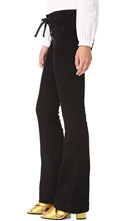 Shop Seafarer New Penelope Laceup Flare Jeans In Black