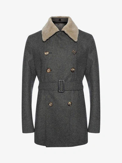 Alexander Mcqueen Shearling Collar Check Jacket
