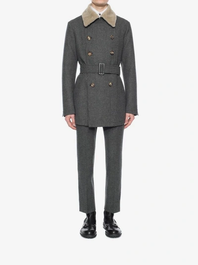 Alexander Mcqueen Shearling Collar Check Jacket