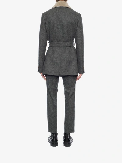 Alexander Mcqueen Shearling Collar Check Jacket