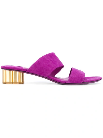 Ferragamo Salvatore  Flower Heel Sandals - Pink