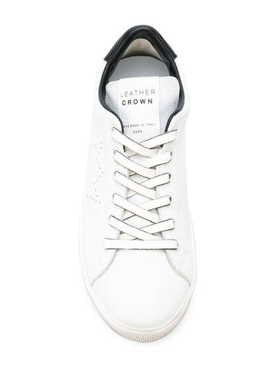 Shop Leather Crown Contrast Heel Counter Sneakers In White