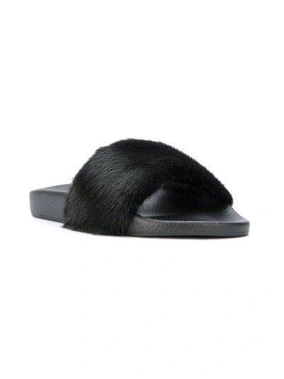 Shop Dolce & Gabbana Fur Sliders In Black