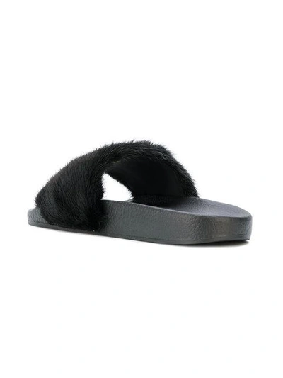 Shop Dolce & Gabbana Fur Sliders In Black