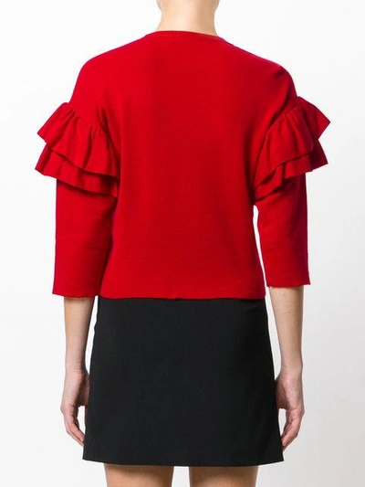 Shop Vivetta Ruffle Cropped Sleeve Sweater - Red