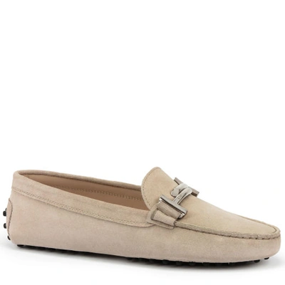 Tod's Gommino Driving Shoes In Suede In Beige