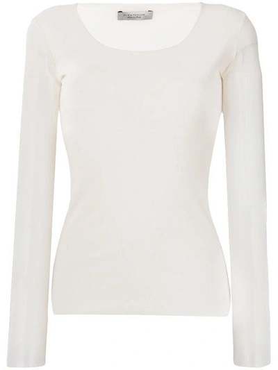 Shop D-exterior Round Neck Slim-fit Sweatshirt In Neutrals