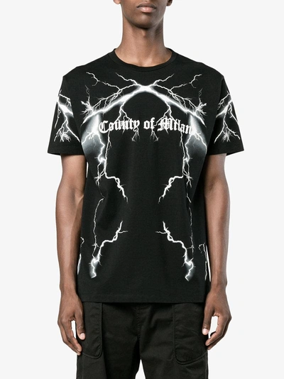 Marcelo Burlon County Of Milan Lightning Logo Print T Shirt In Black |  ModeSens