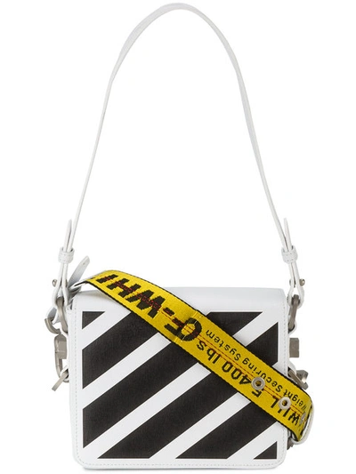 Off-white Striped Textured-leather Shoulder Bag In White