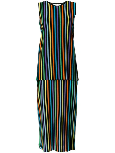 Diane Von Furstenberg Sleeveless Two Tiered Knit Shift Dress In Azuro Combo