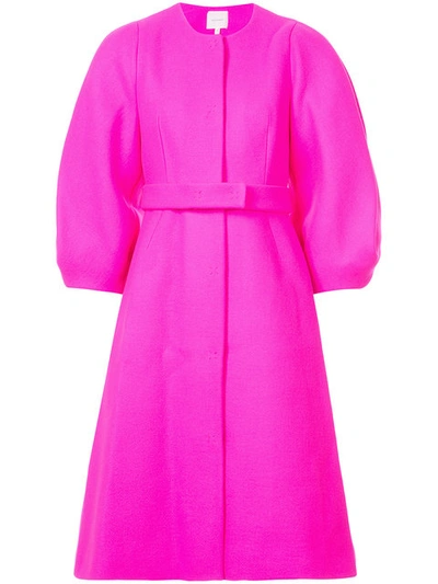 Delpozo Belted Wool Coat In Pink & Purple