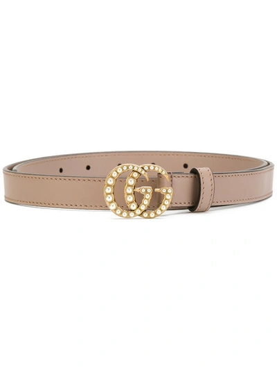 Gucci - Double G Buckle Belt  In Nude/neutrals