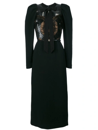 Elie Saab Embellished Crepe Midi Dress In Black