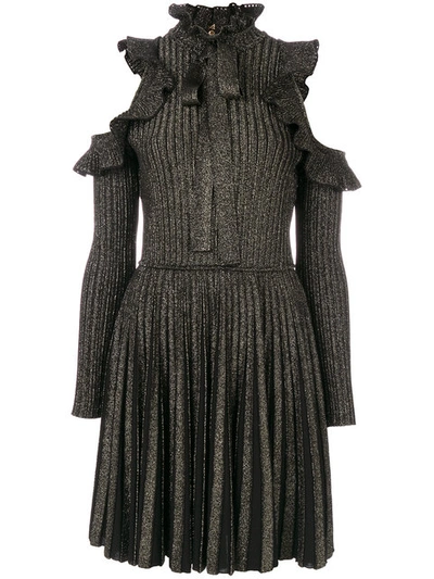 Shop Elie Saab Ribbed Knit Cold Shoulder Dress
