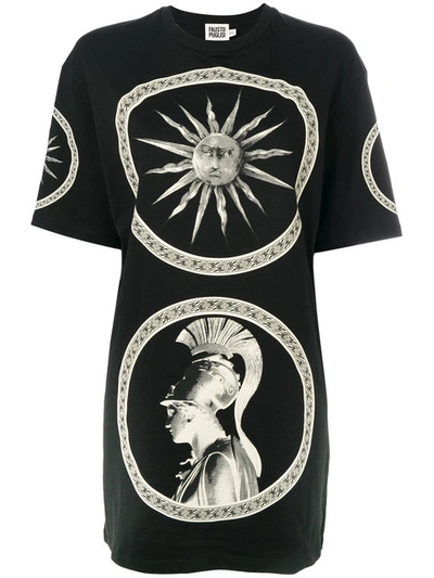 Fausto Puglisi Oversized & Printed Cotton Jersey Dress In Black