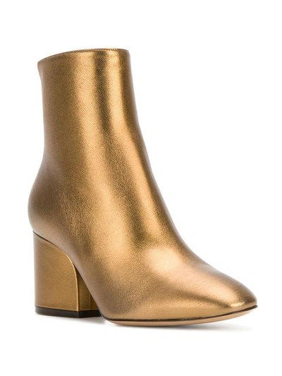Shop Ferragamo Wave Leather Ankle Boots In Metallic