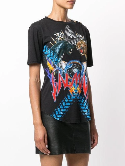 Shop Balmain Branded Lion T-shirt - Black