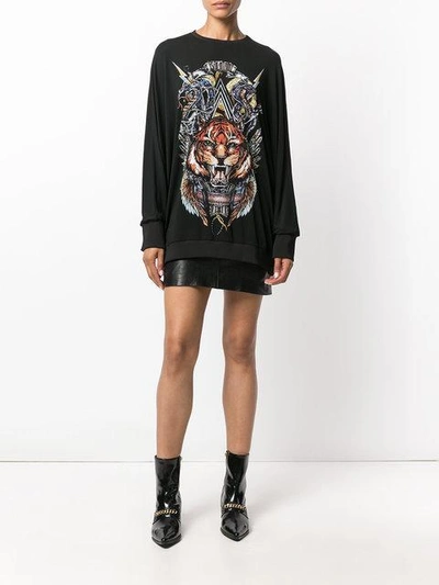 Shop Balmain Branded Lion Sweater - Black
